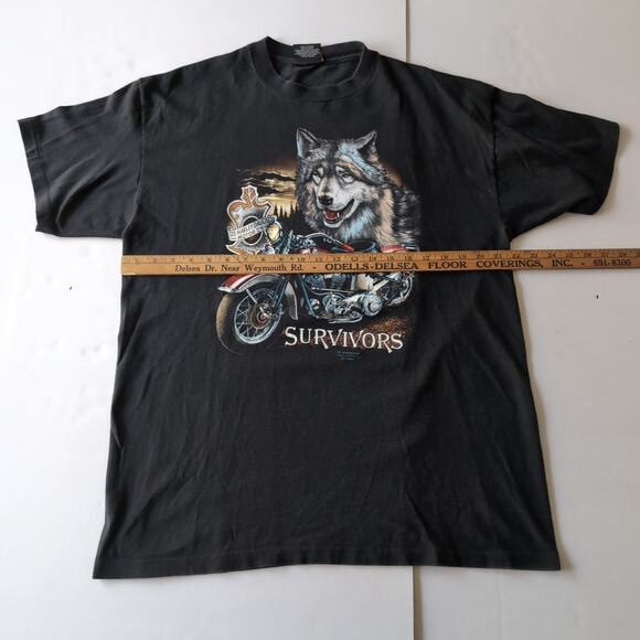 VTG 1989 3D Emblem Harley Davidson T Shirt XL Single Stitch 80s Survivors Wolf - Picture 7 of 10